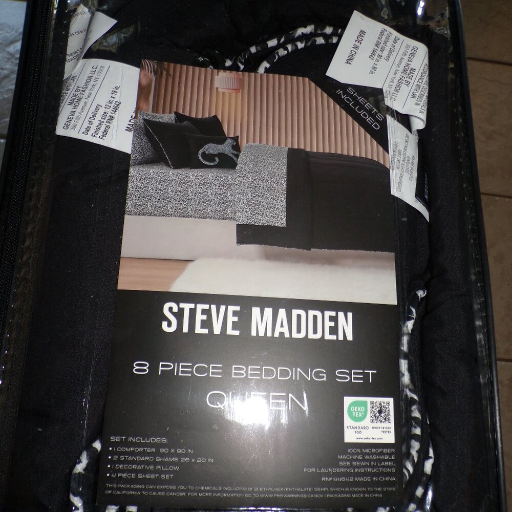 Steve Madden Queen Sheets Pillow Comforter Bed Set Animal Design 8 piece